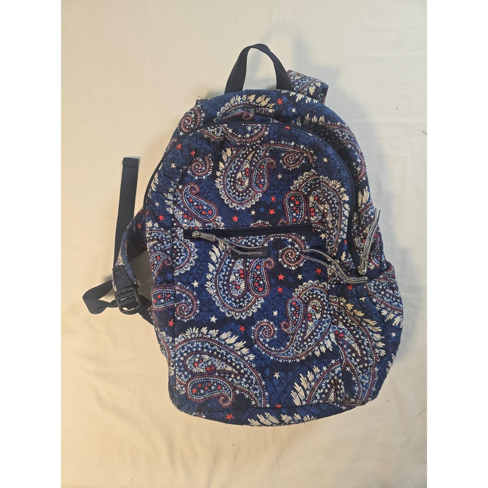 Vera Bradley Navy Blue Paisley Quilted Backpack Stars 24414-P05 VBA19